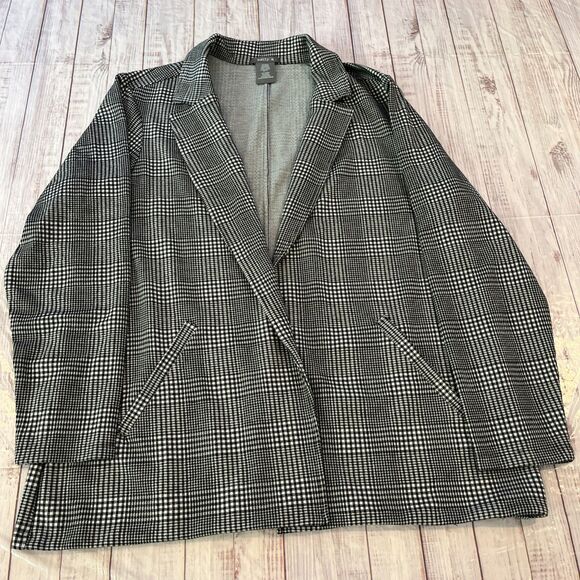 NWOT Marty M Women’s Jacket Plaid Rayon Tweed Color Black and White Size 2X - Picture 1 of 10
